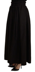 Dolce & Gabbana Elegant High Waist Maxi A-line Wool Skirt