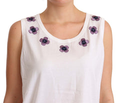 Dolce & Gabbana Floral Trim Logo Tank Top in White