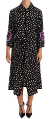 Dolce & Gabbana Elegant Silk Polka Dot Sequin Midi Dress