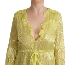 Patrizia Pepe Sunshine Silk Blend Maxi Dress - Long Sleeves & Plunge