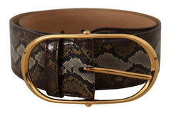 Dolce & Gabbana Elegant Gold Oval Buckle Leather Belt