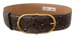 Dolce & Gabbana Elegant Brown Leather Belt with Gold Buckle