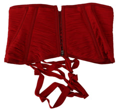 Dolce & Gabbana Red Corset Belt Stretch Waist Strap Silk Top