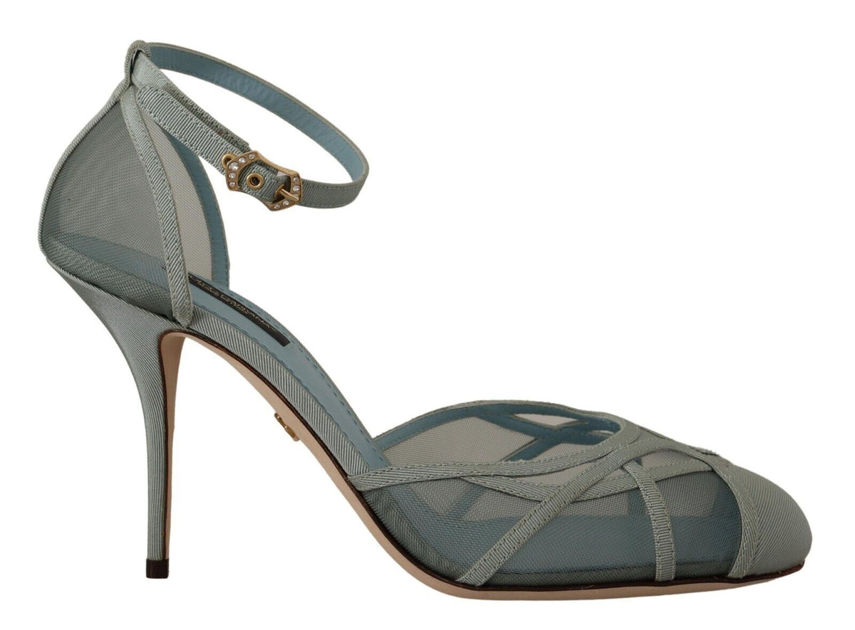 Dolce & Gabbana Elegant Blue Mesh Ankle Strap Sandals