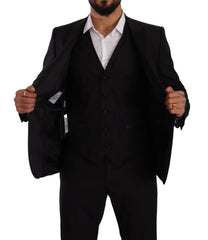 Dolce & Gabbana Elegant Black Three-Piece Martini Fit Suit