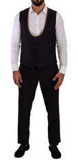 Dolce & Gabbana Elegant Black Silk Blend 3-Piece Suit