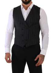 Dolce & Gabbana Elegant Striped Double-Breasted Dress Vest