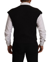 Dolce & Gabbana Elegant Black Wool Cotton Dress Vest