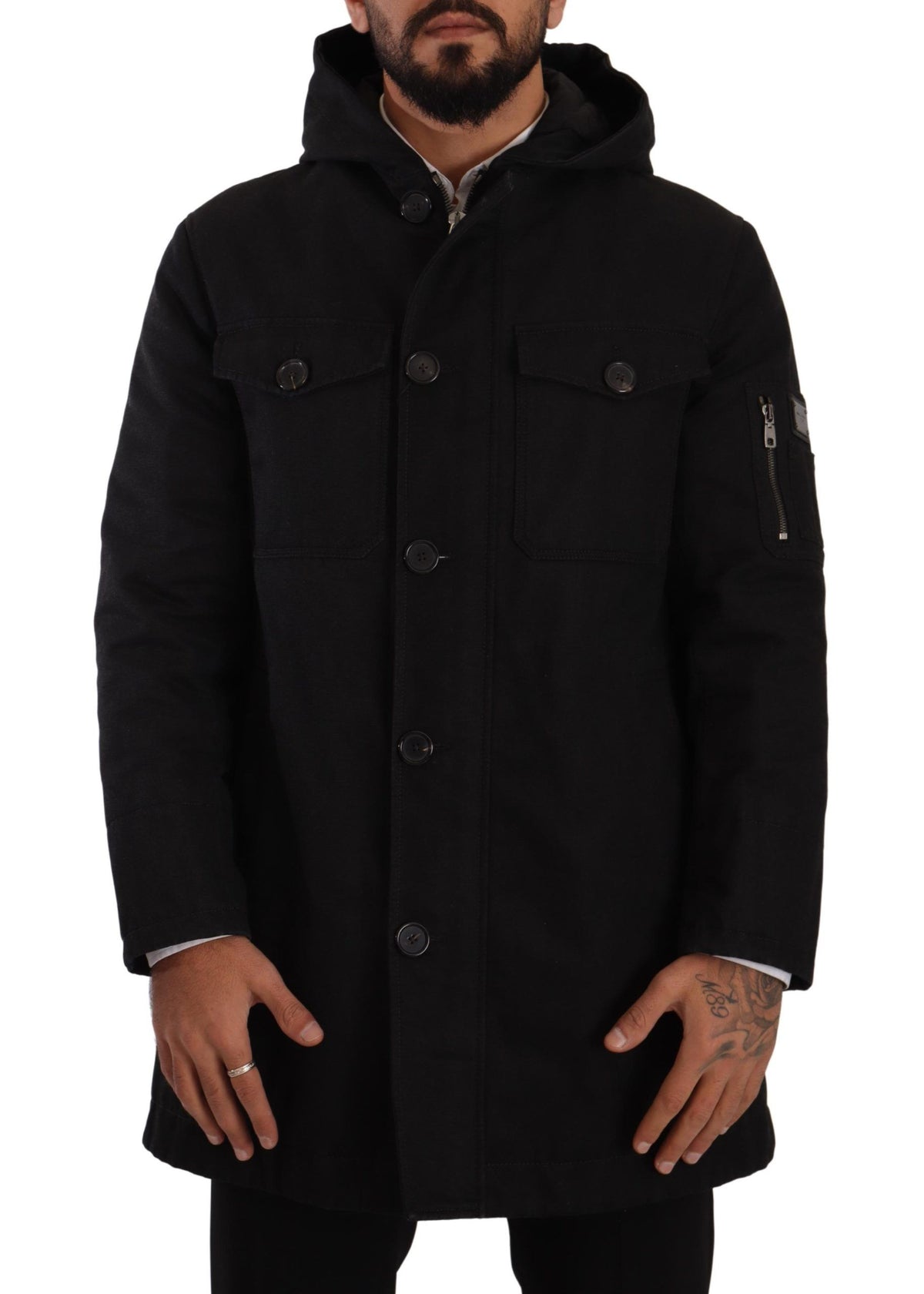 Dolce & Gabbana Elegant Black Parka Hooded Jacket