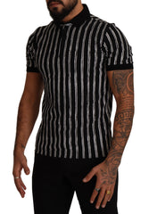 Dolce & Gabbana Elegant Striped Polo T-Shirt in Black