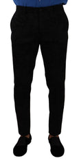 Dolce & Gabbana Elegant Slim Fit Dress Pants in Black Brocade