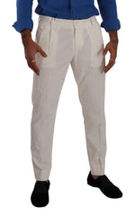 Dolce & Gabbana Elegant Tapered Corduroy Pants in Off White