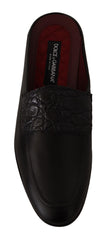 Dolce & Gabbana Exquisite Black & Burgundy Leather Slides