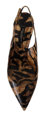 Dolce & Gabbana Brown Slingbacks Leather Tiger Shoes