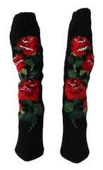 Dolce & Gabbana Elegant Sock Boots with Red Roses Detail