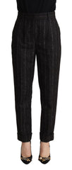 Dolce & Gabbana Elegant High-Waisted Striped Tapered Pants