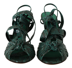 Dolce & Gabbana Elegant Green Python Strappy Heels