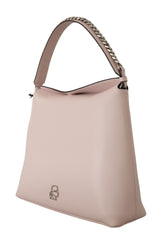 Karl Lagerfeld Elegant Mauve Chalk Leather Shoulder Bag