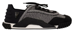Dolce & Gabbana Black Gray Fabric Lace Up NS1 Sneakers Shoes