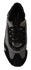 Dolce & Gabbana Black Gray Fabric Lace Up NS1 Sneakers Shoes
