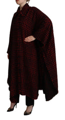 Dolce & Gabbana Black Red Cotton Checkered Over Coat Jacket