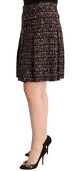 Dolce & Gabbana Chic Brown A-line Pleated Mini Skirt