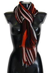 Dolce & Gabbana Multicolor Striped Silk Shawl Fringes Scarf