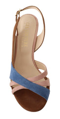 GIA COUTURE Chic Multicolor Suede Slingback Heel Sandals