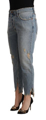 CYCLE Chic Distressed Mid Waist Cropped Denim