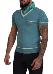 Dolce & Gabbana Elegant Silk Polo Tee with Boat Collar Print