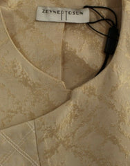 Zeyneptosun Exquisite Beige Brocade Sleeveless Jacket Vest