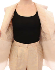 Zeyneptosun Exquisite Beige Brocade Sleeveless Jacket Vest