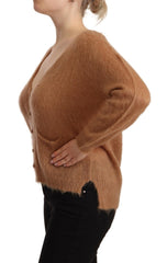 PINK MEMORIES Chic Brown Knit Cardigan with Front Button Closure