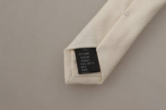 Dolce & Gabbana Off-White 100% Silk Slim Adjustable  Accessory Necktie