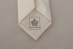 Dolce & Gabbana Off-White 100% Silk Slim Adjustable  Accessory Necktie
