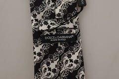 Dolce & Gabbana Black White Flower 100% Silk Print Adjustable Accessory Tie