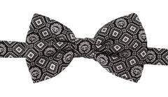 Dolce & Gabbana Black white 100% Silk Adjustable Neck Papillon Tie