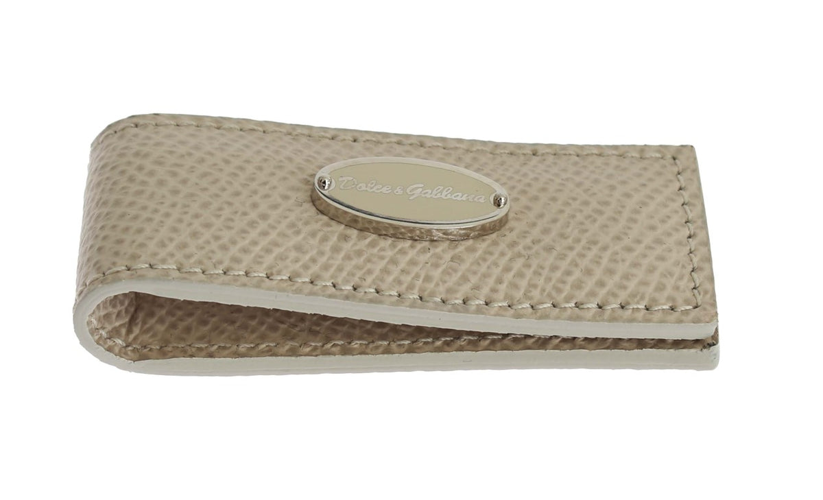 Dolce & Gabbana Elegant Beige Leather Money Clip