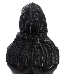 Dolce & Gabbana Elegant Black Sequined Hooded Scarf Wrap