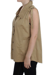 PLEIN SUD Beige Sleeveless Cotton Blouse