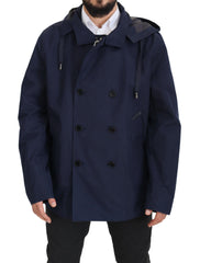 Dolce & Gabbana Elegant Double-Breasted Blue Parka Jacket