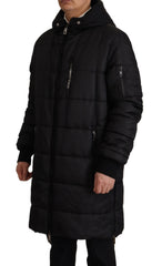 Dolce & Gabbana Black Nylon Hooded Parka Coat Winter Jacket