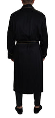 Dolce & Gabbana Elegant Black Silk Long Robe Coat