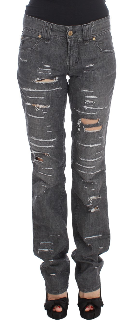 John Galliano Chic Gray Wash Straight Fit Jeans