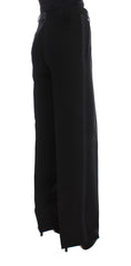 Ermanno Scervino Chic Black Wide Leg Silk Blend Jeans