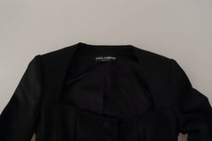 Dolce & Gabbana Sleek Black Snap Jacket with Silk Lining