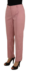 Dolce & Gabbana Chic MidWaist Virgin Wool Pink Pants