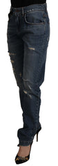 Dolce & Gabbana Chic Boyfriend Cut Mid Waist Denim Jeans