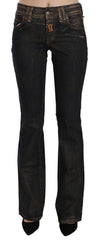 John Galliano Chic Flared Mid Waist Black Denim