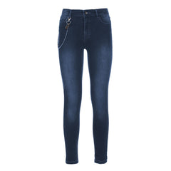 Imperfect Chic Lightly Washed Blue Slim-Fit Jeans with Chain Detail